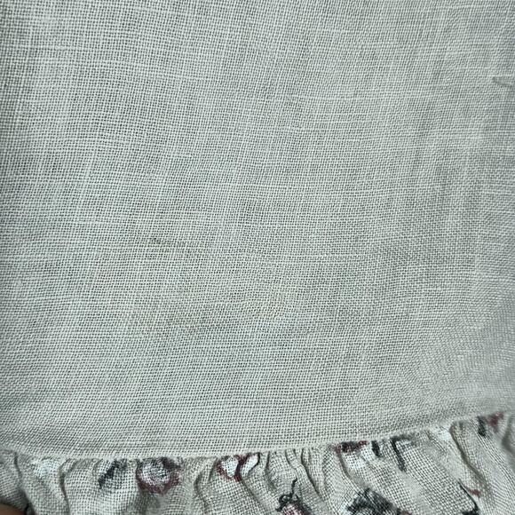 Tera Bora Cottage Dress Womens Small Beige Linen Floral Pockets Ruffle Prairie - Picture 9 of 11